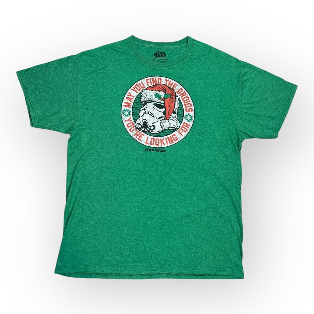 Star Wars Christmas‎ Stormtrooper Mens Graphic T-Shirt Green Large Santa